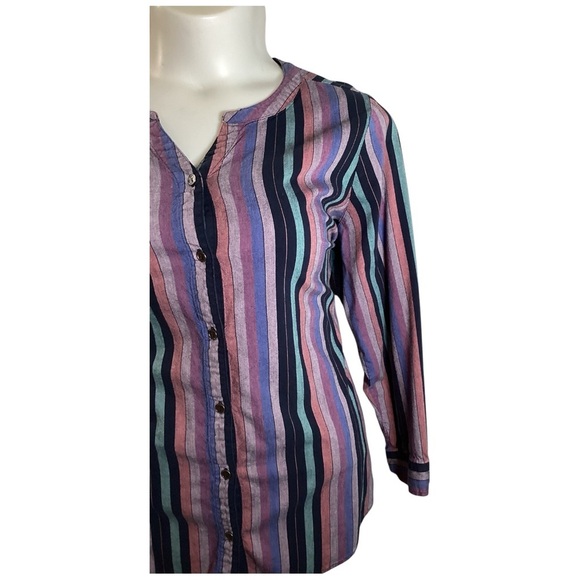 CJ Banks Purple and Blue Striped Button-Down Shirt, Plus Size 3X - Picture 6 of 9